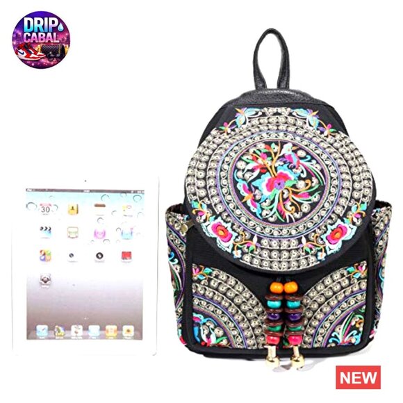 Vintage Embroidered Floral Bohemian Backpack Purse Adjustable Shoulder Bag main image 4
